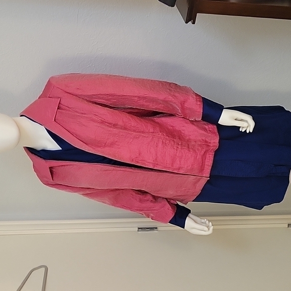 Vtg CHOICES 1990s Pink Metallic Irridescent Open Front Blazer Size XL - Picture 2 of 7